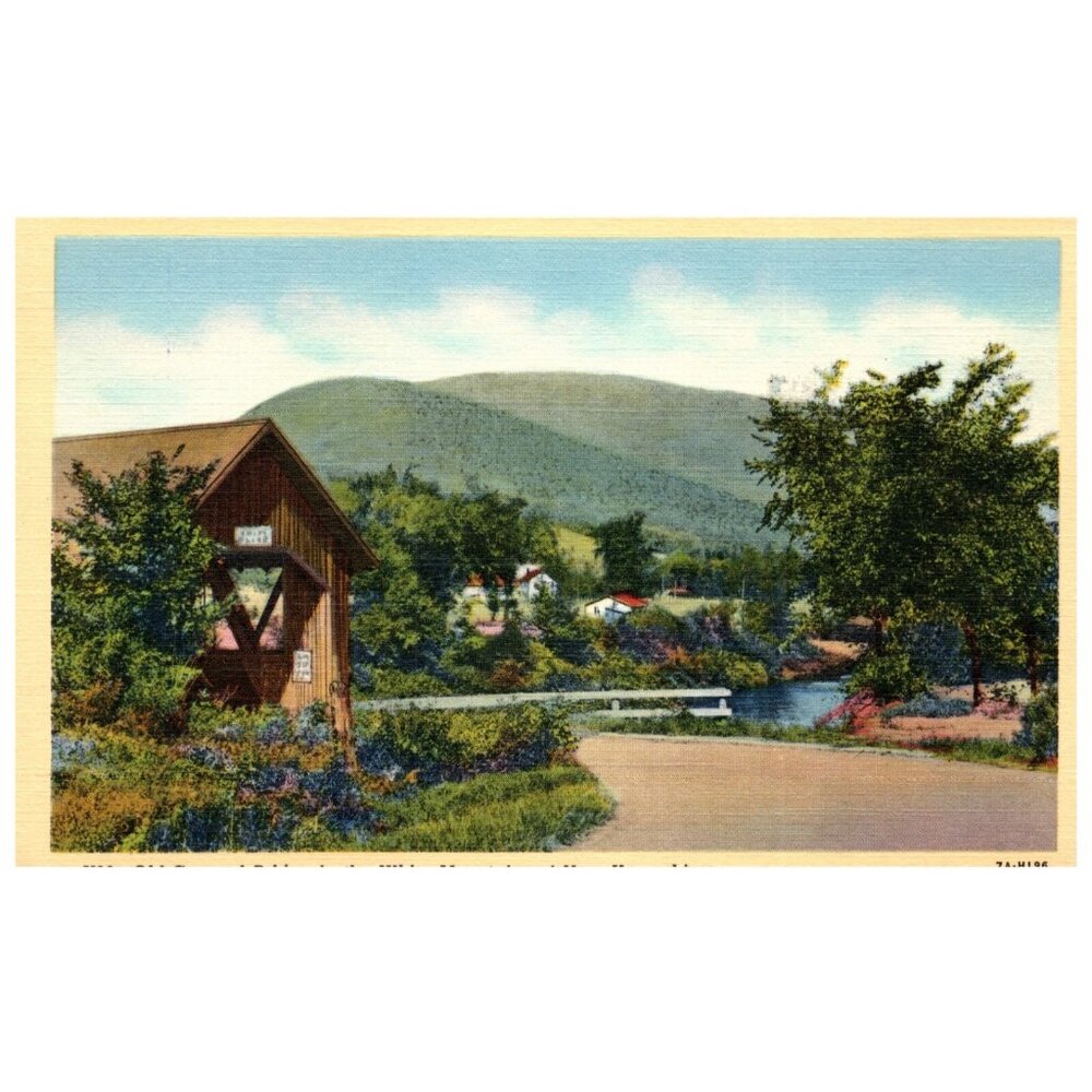 Postcard Old Covered Bridge in the White Mountains of New Hampshire